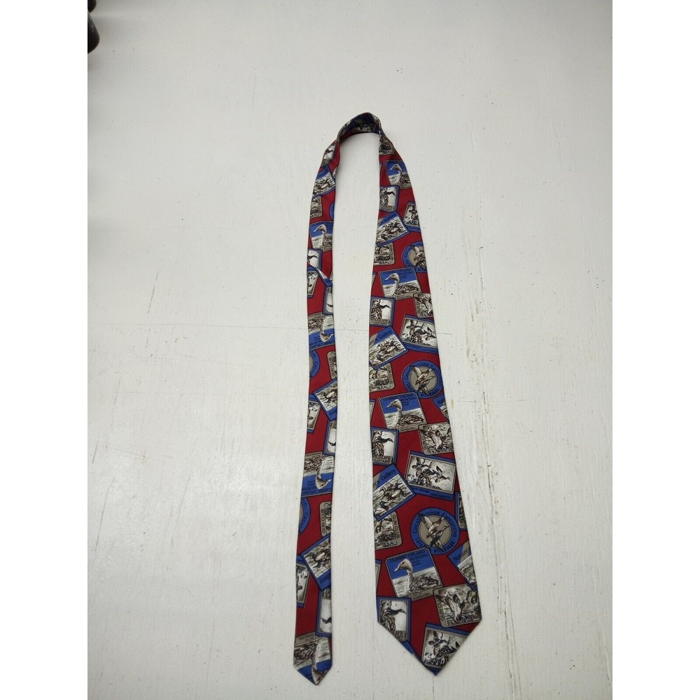 417 by Van Heusen Water Fowl Flying Artwork Men's Silk Necktie Tie NWT